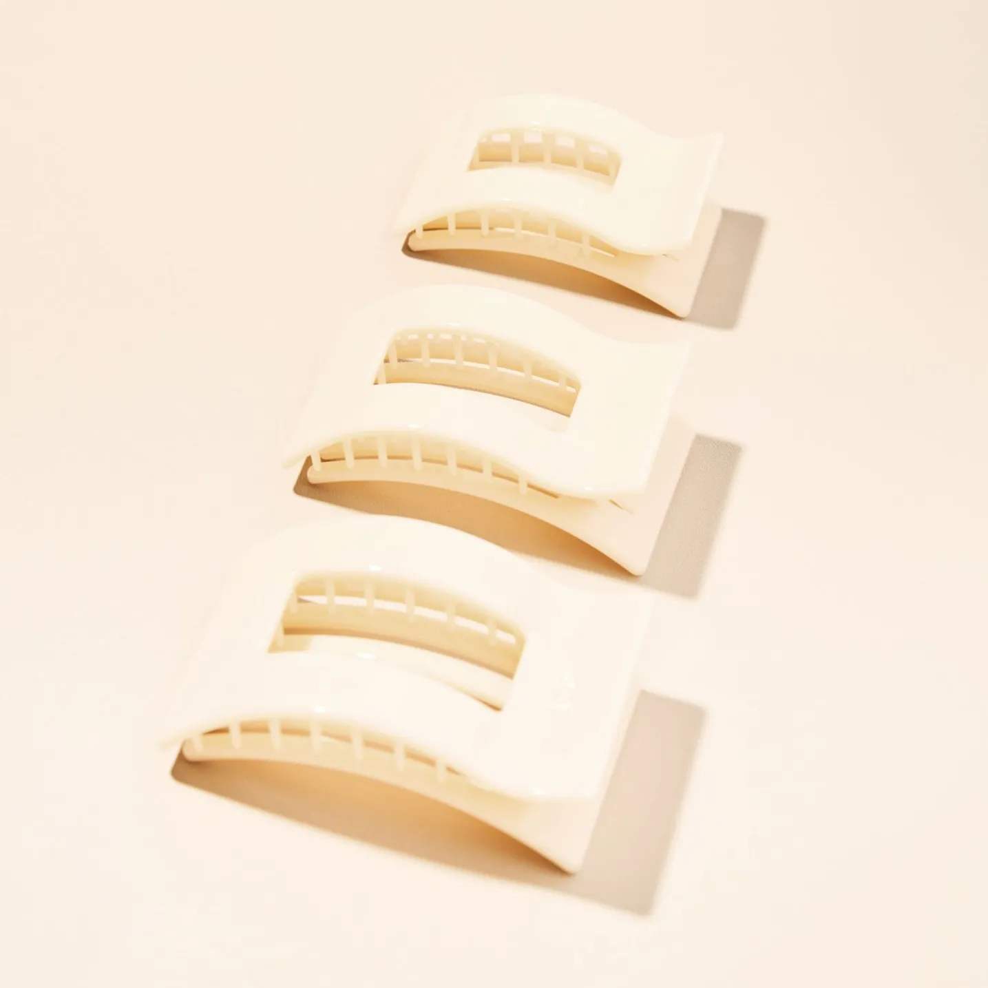 Almond Beige Large Flat Rectangle Hair Clip