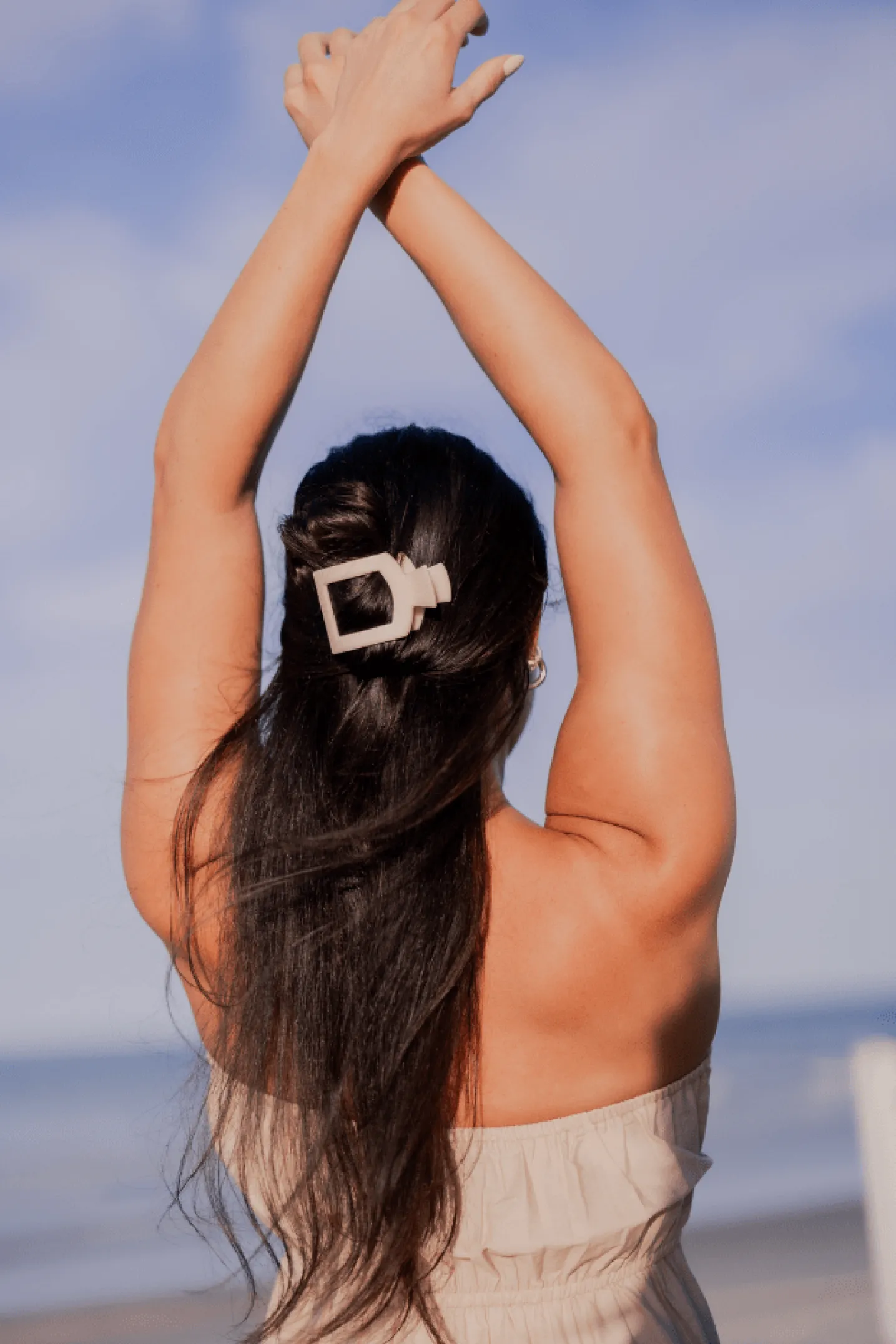 Almond Beige Medium Flat Square Hair Clip