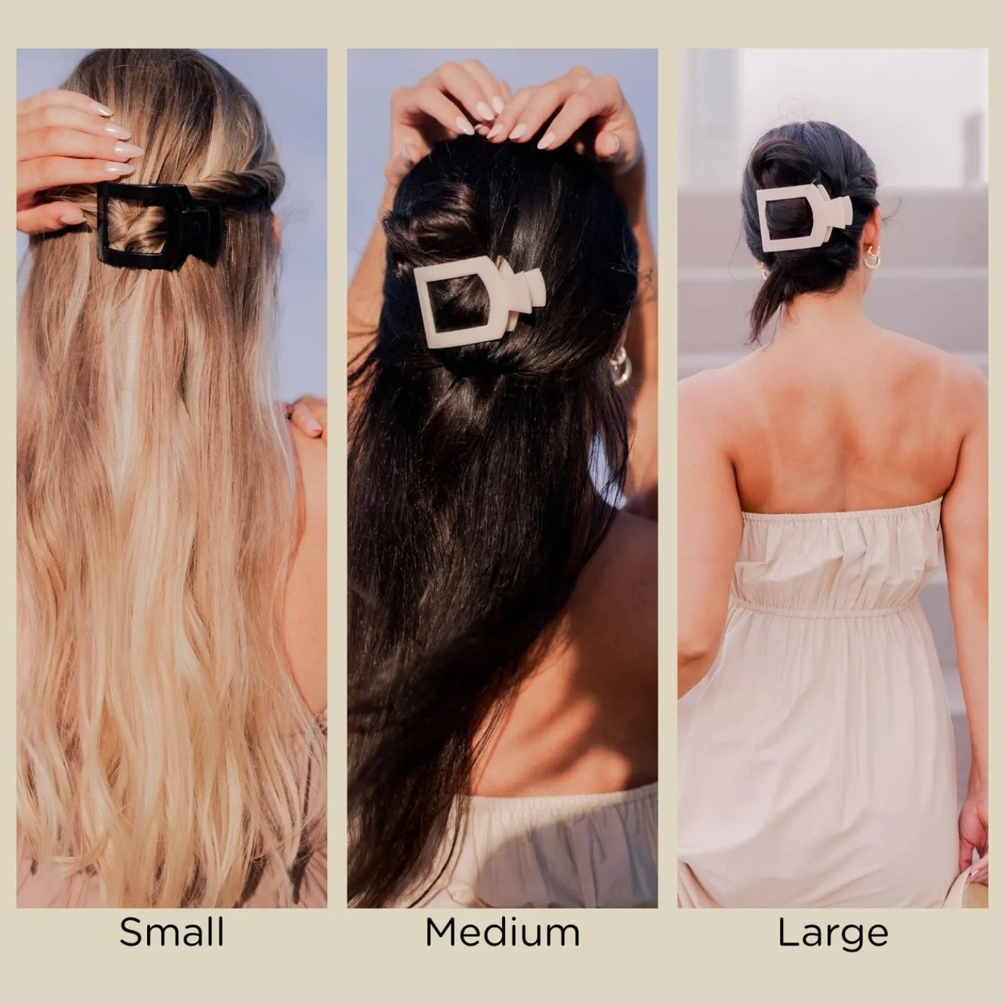Almond Beige Small Flat Square Hair Clip