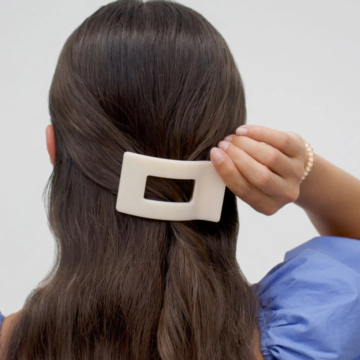 Almond Beige Small Flat Rectangle Hair Clip