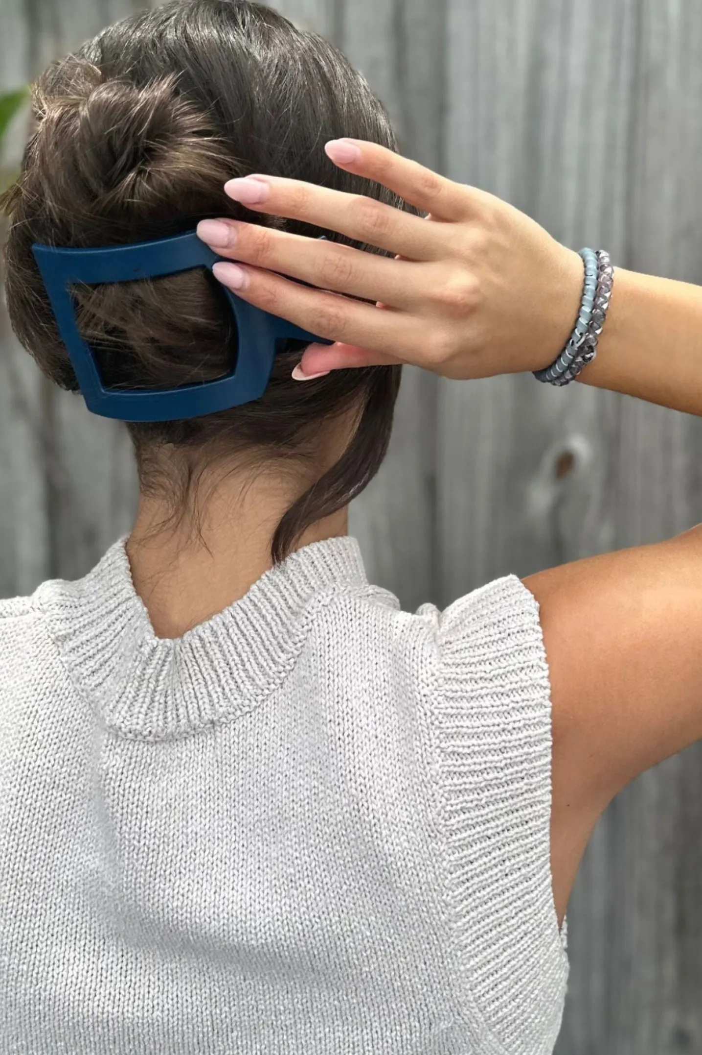 Midnight Rain Large Flat Square Hair Clip