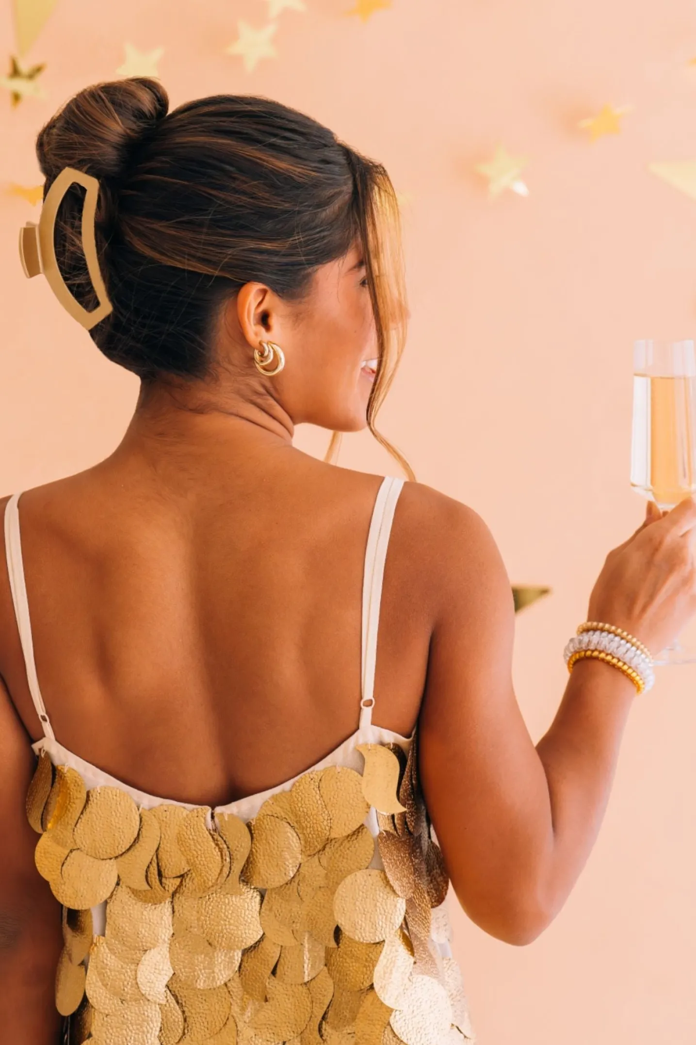 Open Champagne Toast Large Claw Hair Clip