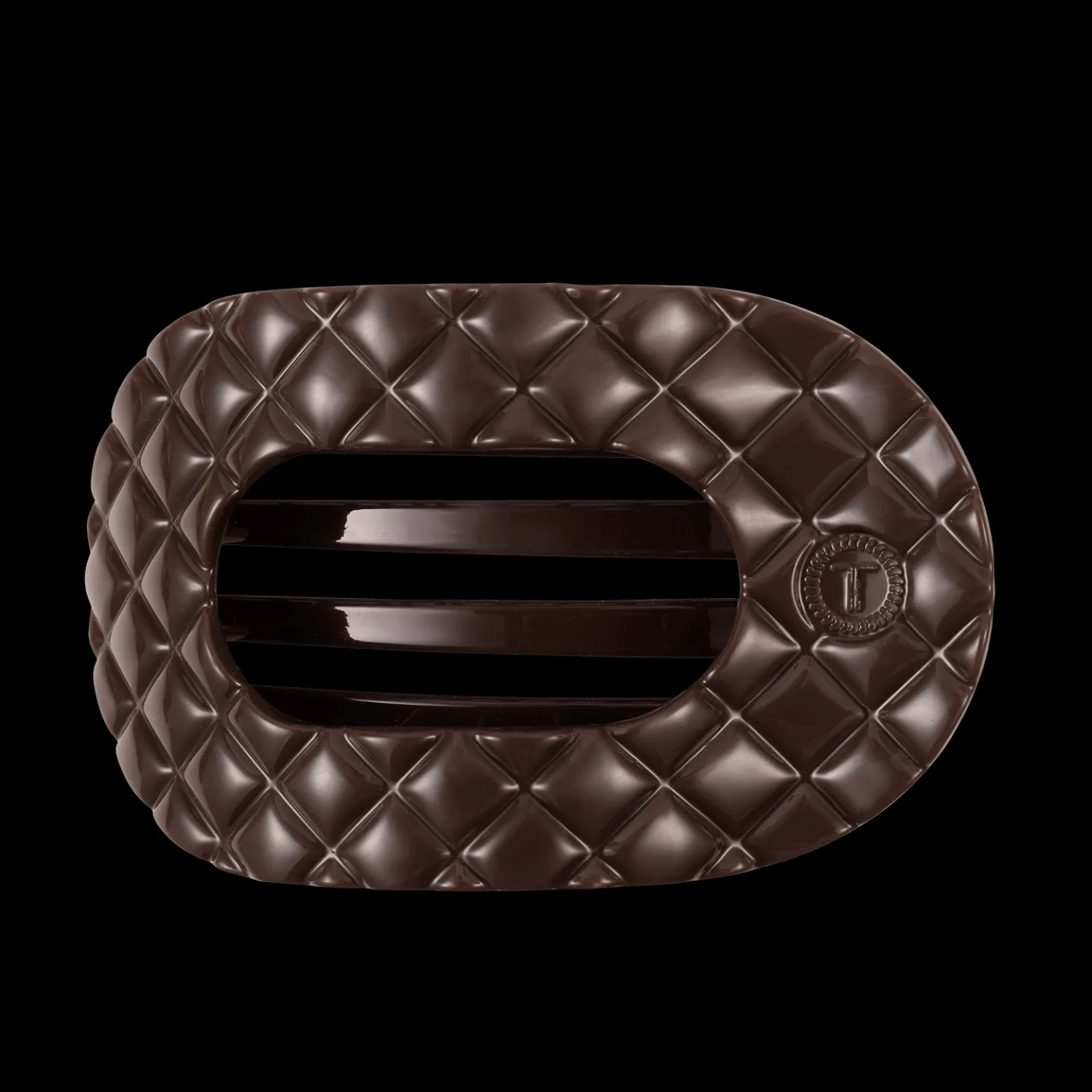 Truly Taupe Quilted Large Flat Round Hair Clip