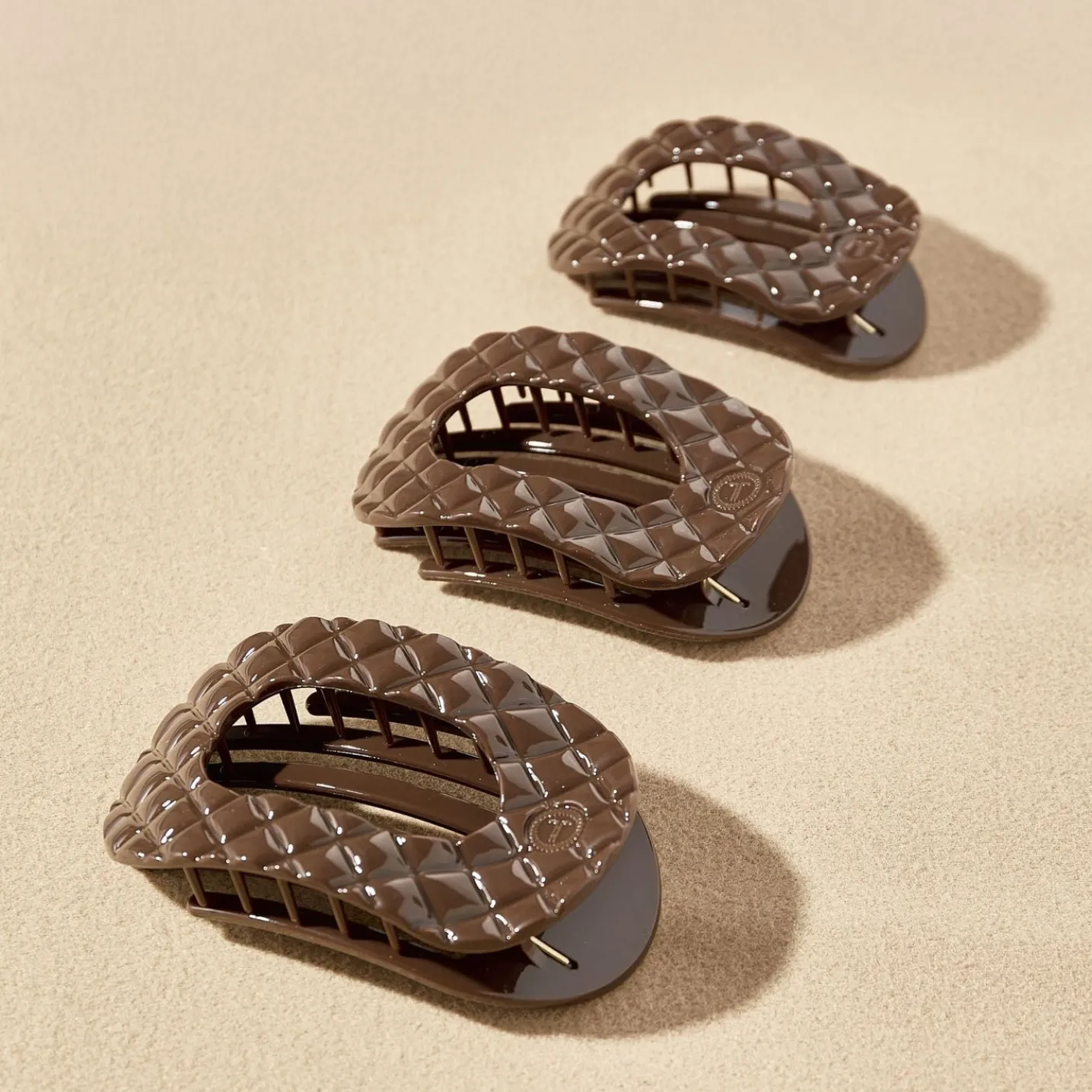 Truly Taupe Quilted Medium Flat Round Hair Clip