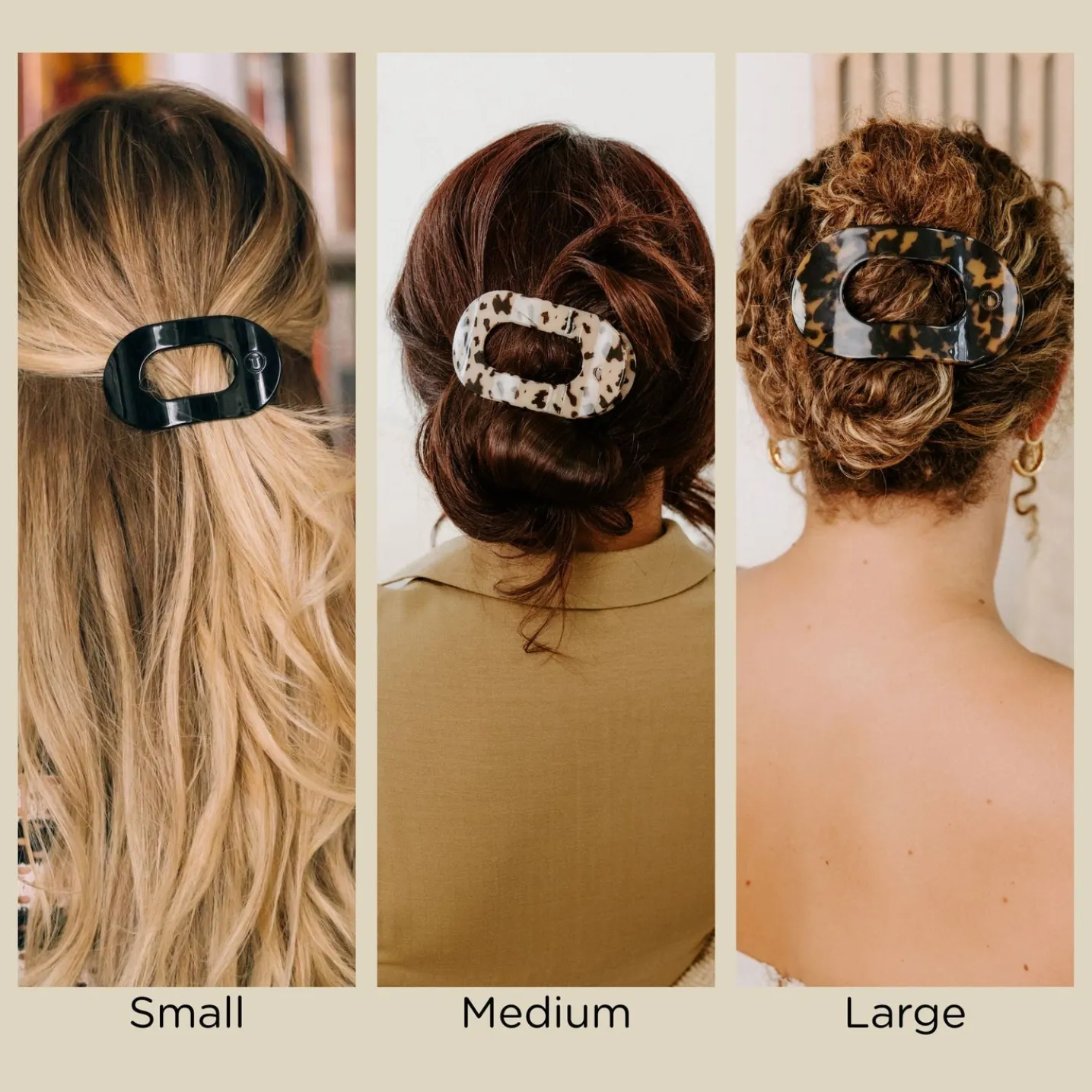 Truly Taupe Quilted Medium Flat Round Hair Clip